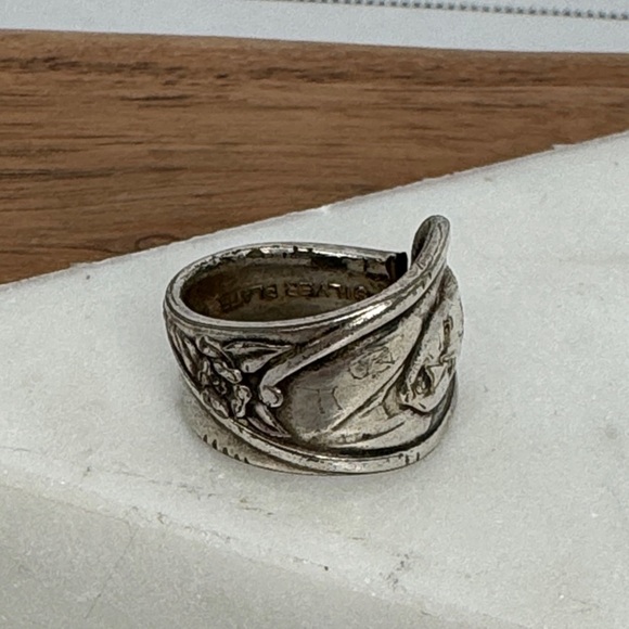 Vintage Gerber Baby Silver Plated Spoon Ring Sz 4.5 Lot D51 - Picture 7 of 11